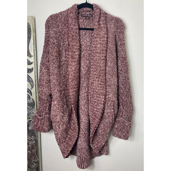 BAREFOOT DREAMS CARDIGAN S / M COZYCHIC COCOON SWEATER ROSEWOOD VINTAGE ROSE RED - Picture 1 of 10